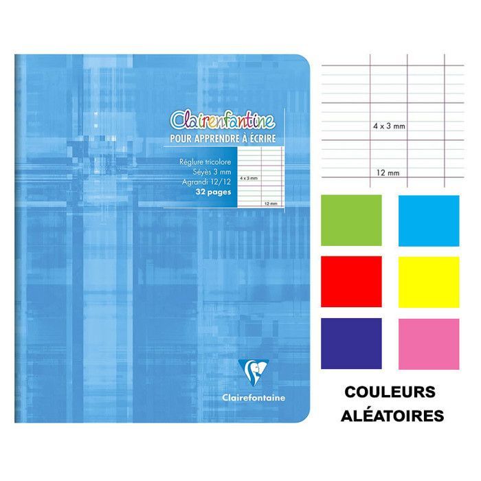 Handwriting practice workbook - CLAIREFONTAINE - 17x22 cm - 32 pages - Large squares