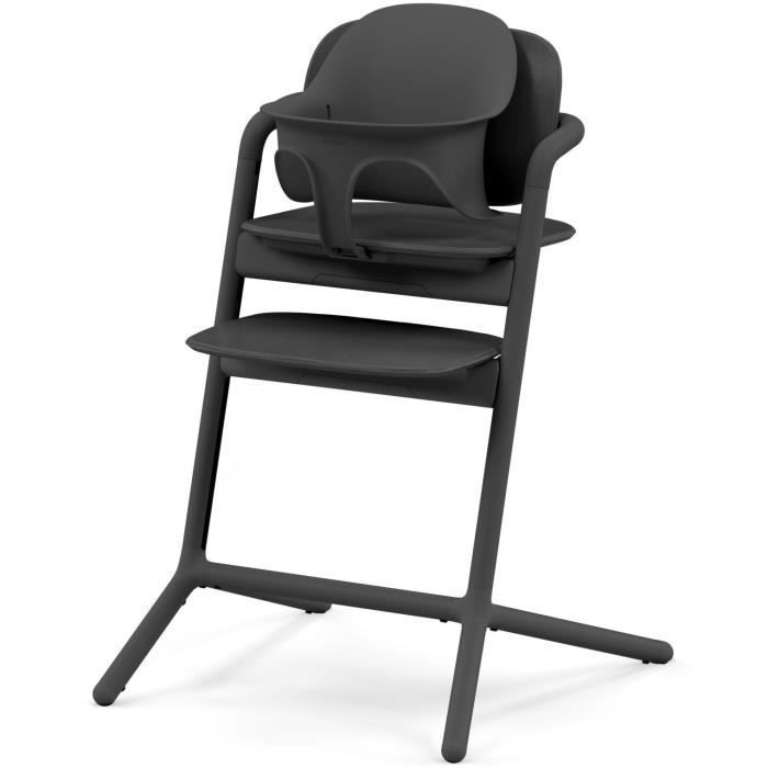 CYBEX - Trona convertible - Pack 3 en 1 - LEMO 2 - Negra - Altura y profundidad ajustables - Incluye juego para bebé