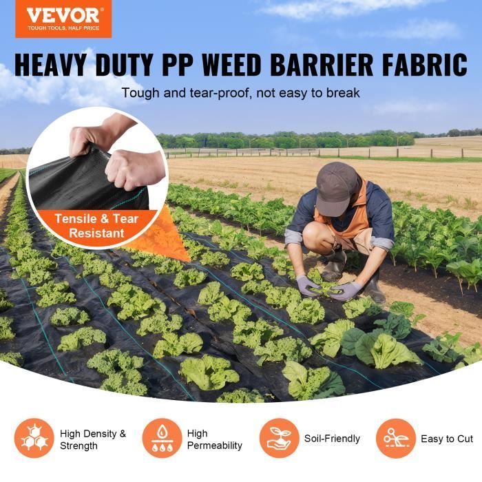Toile de Paillage - VEVOR - Toile Anti-Mauvaises Herbes Anti-Mauvaises Herbes Géotextile Tissé PP 1,8x30,5m 108g