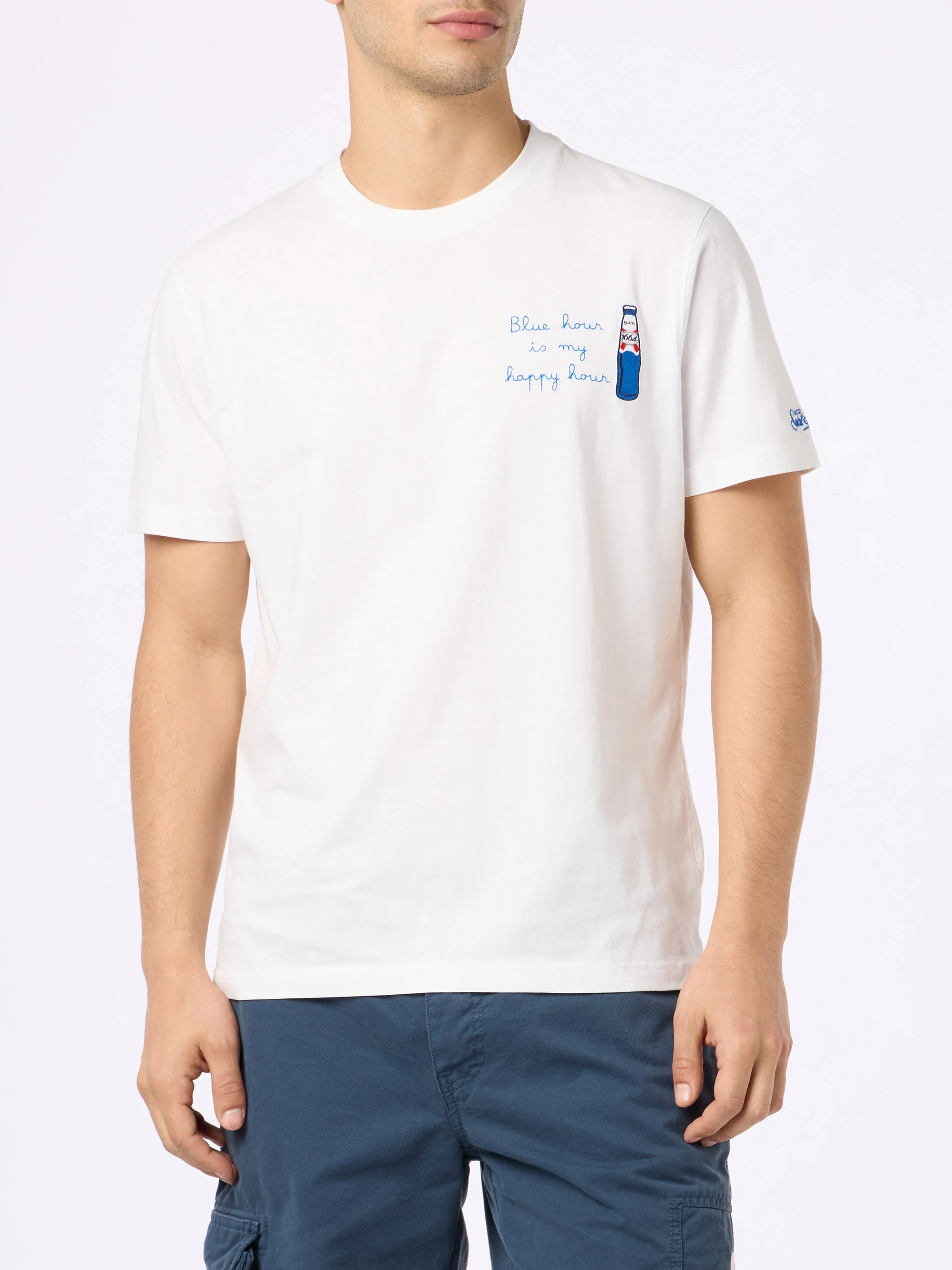 T-shirt in cotone con stampa e ricamo Blanc 1664 | Edizione speciale B