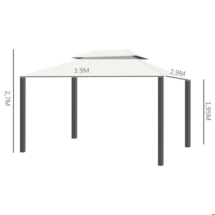 Tonnelle de jardin - barnum - Outsunny - double toit parois moustiquaires amovibles - acier - 4x3m - naturel