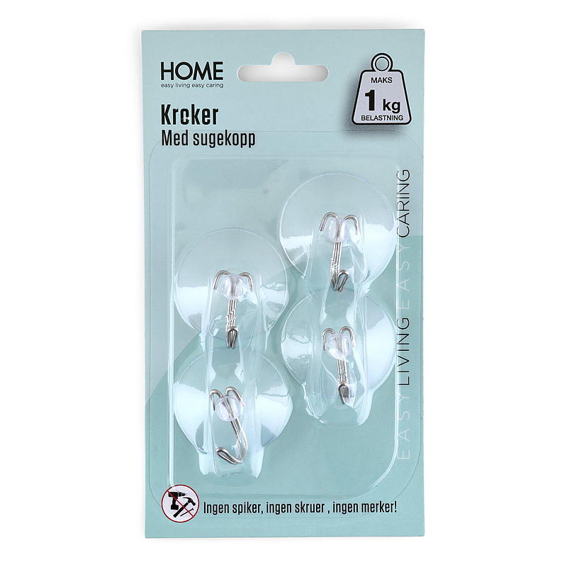 Ganci per la casa, confezione da 4, diametro 4 cm, con ventosa, trasparenti