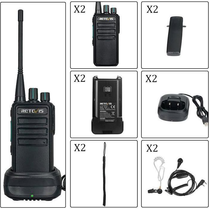Retevis RB629 Walkie-Talkie, PMR446 Professionelles, robustes Walkie-Talkie mit drahtloser Klonfunktion, Notrufalarm und VOX-Funktion