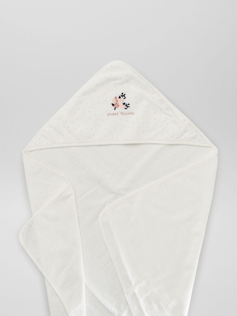 Capa de baño + guante de baño - 2 piezas - BLANCO