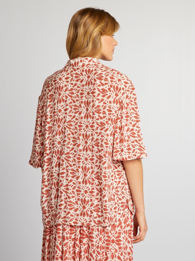 Crêpe blouse met pyjamakraag - ROOD