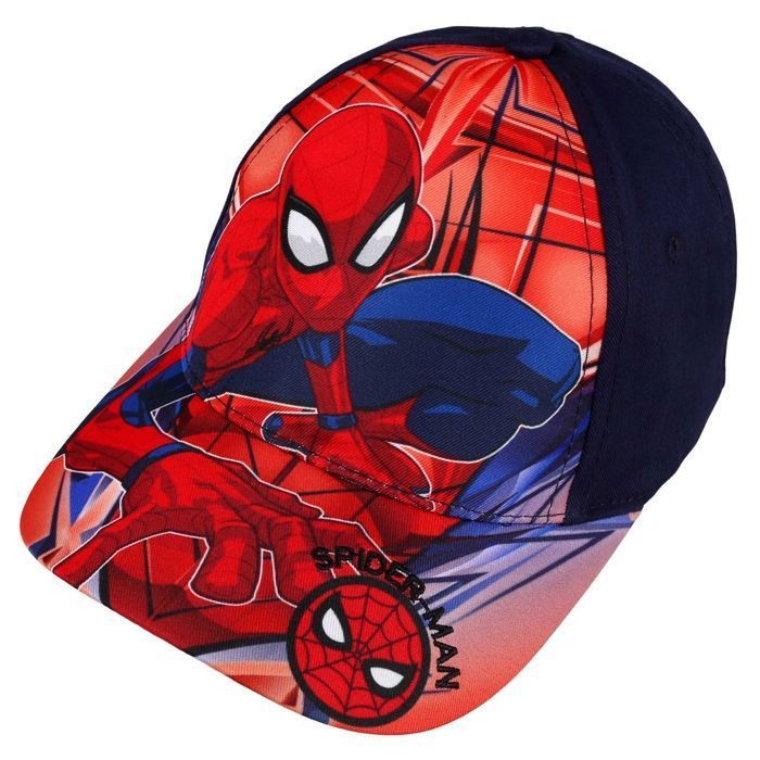 Gorra de béisbol de algodón azul marino de Marvel Spider-Man para niños, ajustable de 52 cm.