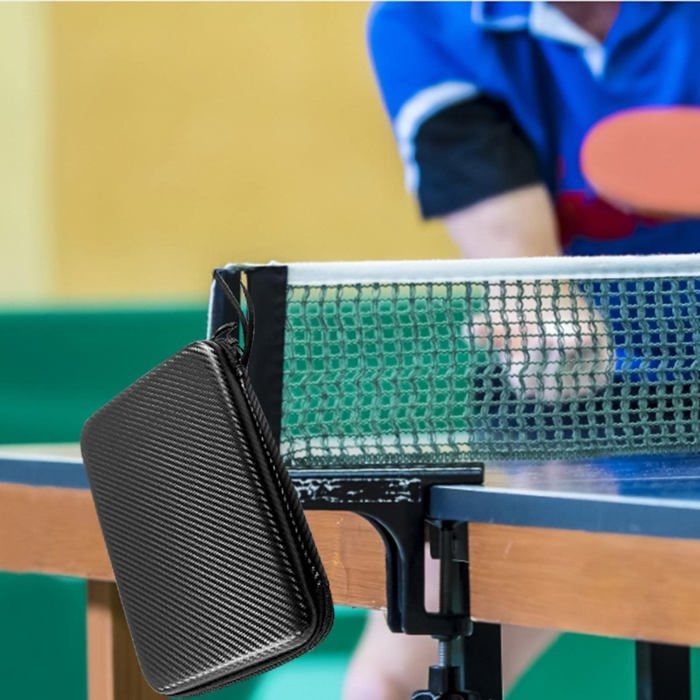 Sac de ping-pong rigide EVA carbone, 2 raquettes + balles Cuneary