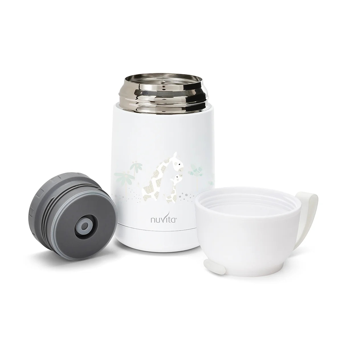 NUVITA Nuvita witte thermoskan voor vloeibare en vaste voeding, 620 ml, met siliconen handvat