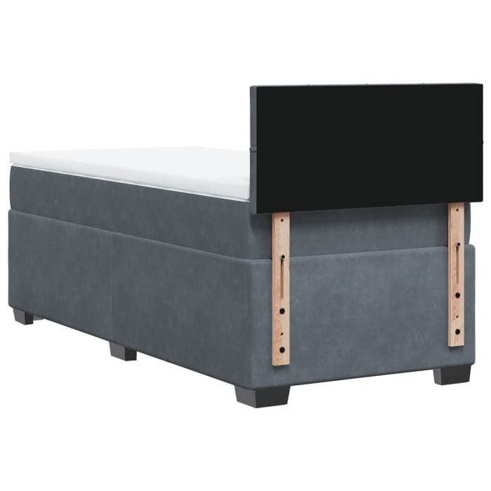 Struttura letto con materasso - Maison Exclusive - Velluto grigio scuro - 80x200 cm - Massimo relax