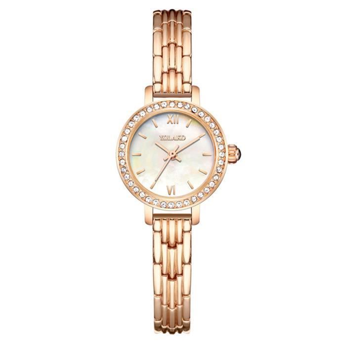 Relógio feminino - RMEGA - Aço - Ouro rosa - Quartzo - Analógico - Cristal mineral antirreflexo
