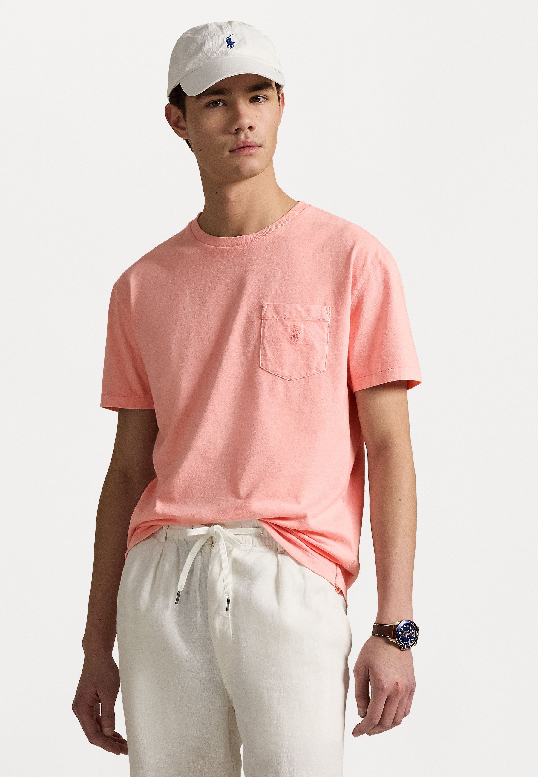 Polo Ralph Lauren T-shirt à poche slim teint aux minéraux - T-shirt basique - rose