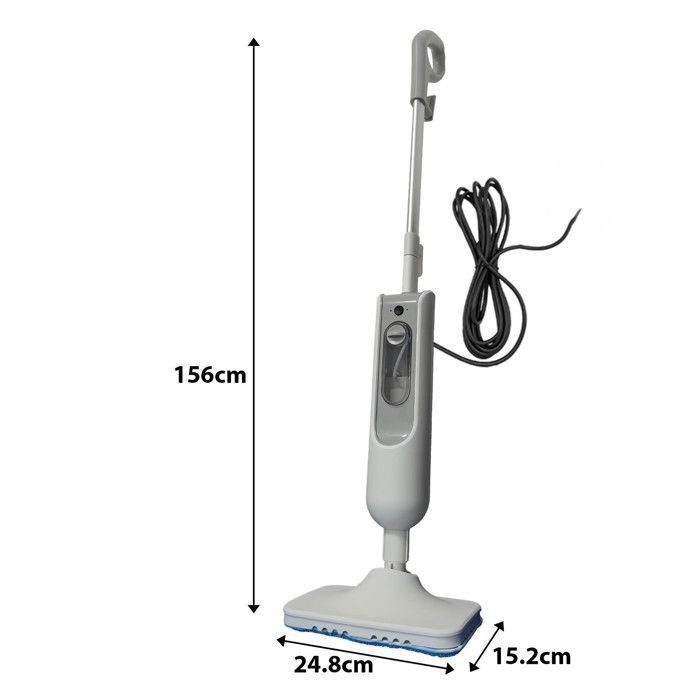 Balai vapeur électrique pivotant, 2 serpillères et un cordon d'alimentation de 5 mètres,pour les sols, le carrelage et les moquettes