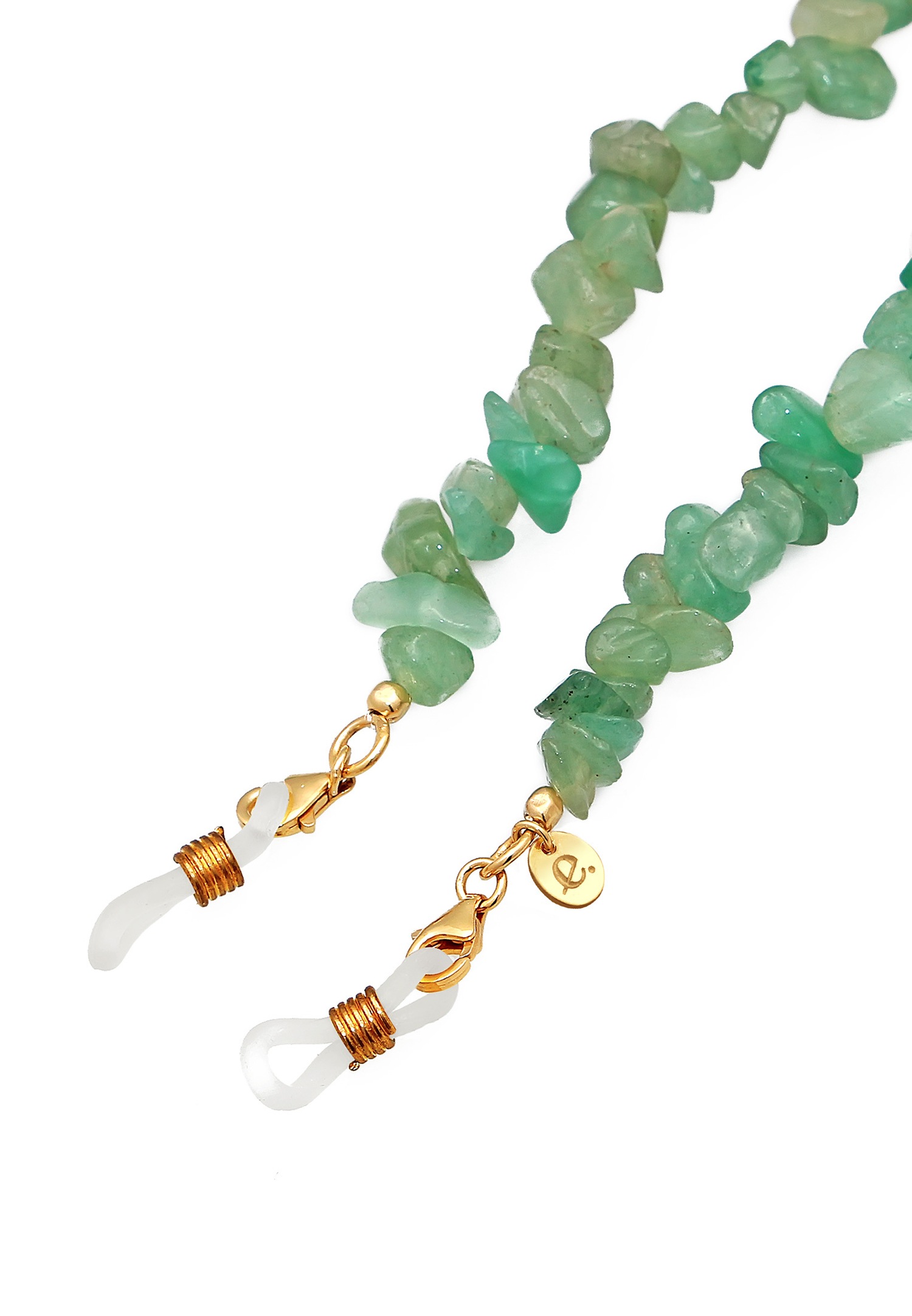 Elli PREMIUM Elli PREMIUM Accessoires de bijouterie Femmes Collier à lunettes Splitter Nature avec pierres d'aventurine en argent sterling 925 plaqué or