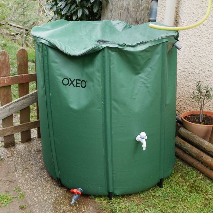 Réservoir récupérateur eaux de pluie 800 Litres cuve souple PVC armé - Pliable - Avec Robinet et Soupape de Décharge - Filtre