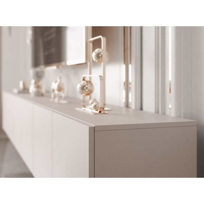Meuble TV mural ANGEL IDOHOME 300x40x36 cm 6 portes cachemire LED
