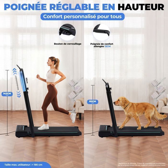 Cinta de correr plegable con pantalla LED y mando a distancia, reposabrazos ajustables, motor de 2,5 CV para fitness en casa - Verde