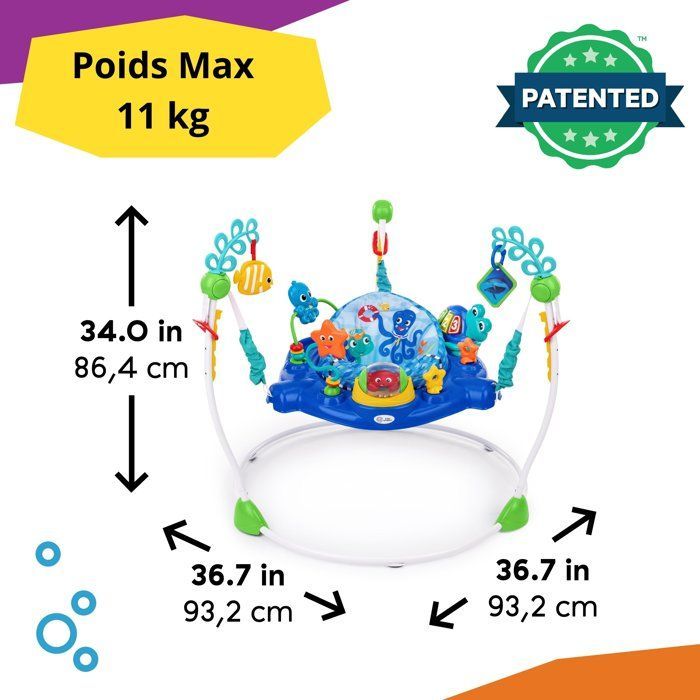 BABY EINSTEIN NEPTUNE Aire d'éveil bébé multi-jouets, Cadeau Noel bébé, pivotant 360°  Jouet tortue amovible, 13 jeux multilingues