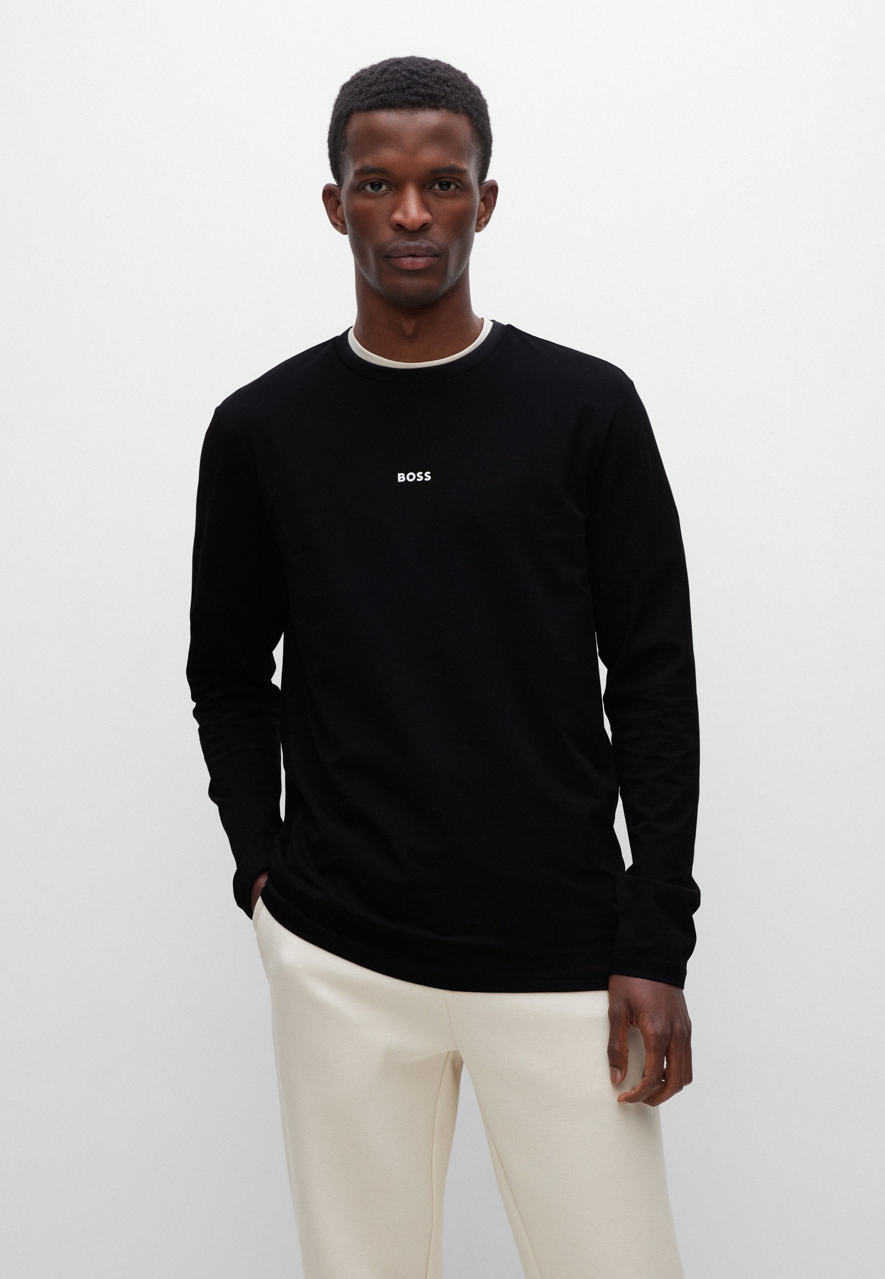 BOSS Langarmshirt – schwarz