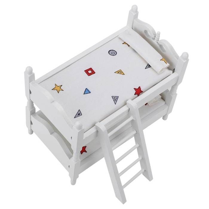 SALALIS miniatuur stapelbed SALALIS poppenhuis stapelbed Mini speelhuisbed Geometrische patronen