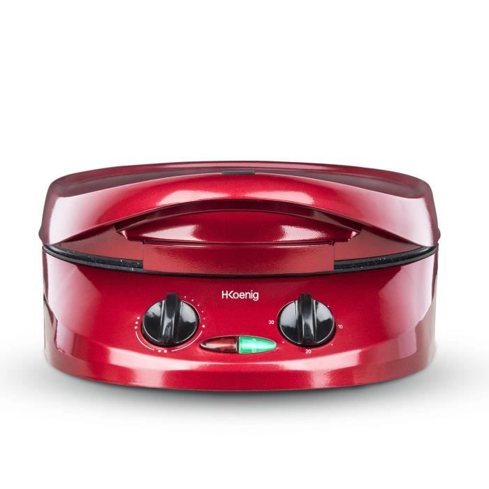 Appareil à tarte express HKOENIG - TRT180 - Four à Pizza - Multicuiseur Multifonction - Température jusqu'à 210°C - Rouge - 1800W