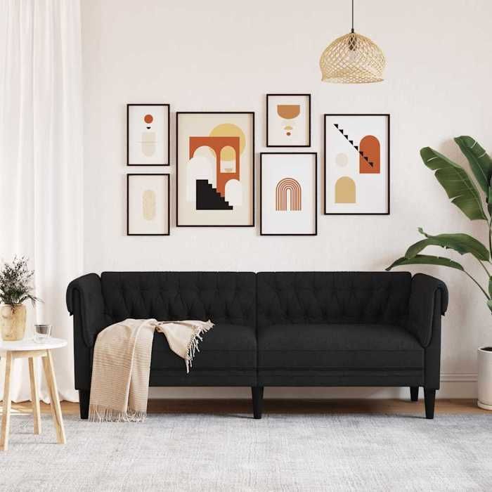 vidaXL Canapé Chesterfield 3 Places, Chaise avec Accoudoirs et Dossier, Siège avec Pieds, Fauteuil TV de Salon, Moderne, 372558