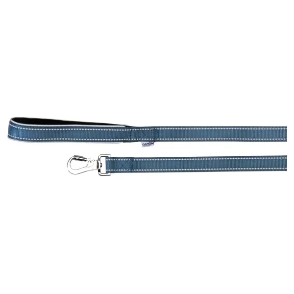 CAMON reflektierende Leine mit blauem Neoprengriff, 20 x 1200 mm, ideal für sicheres Spazierengehen