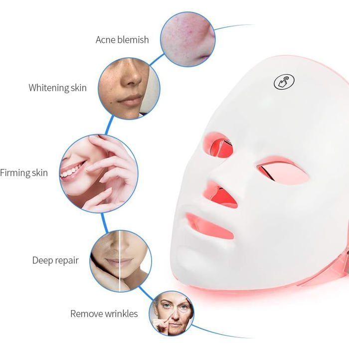 LED-Gesichtslichttherapiegerät – 7 Farben – Anti-Falten & Anti-Akne – USB-wiederaufladbare Behandlungsmaske