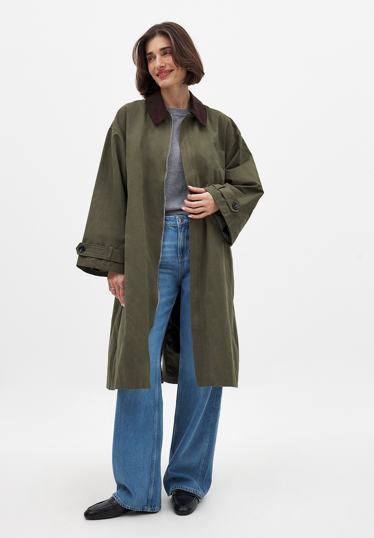 NA-KD CONTRAST COLLAR - Trench - khaki