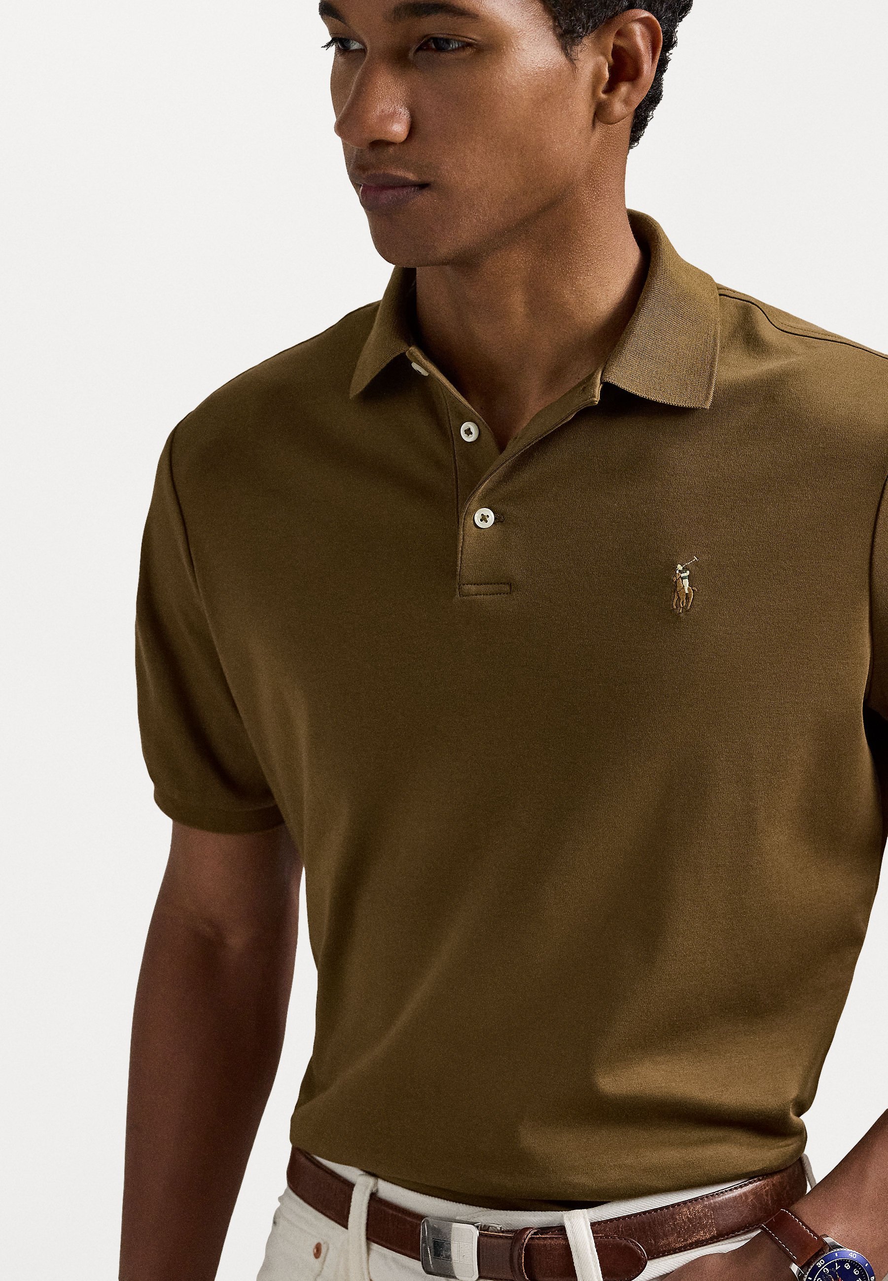 Polo Ralph Lauren CUSTOM SLIM FIT POLO SHIRT IN COTONE MORBIDO - Polo shirt - marrone naturale