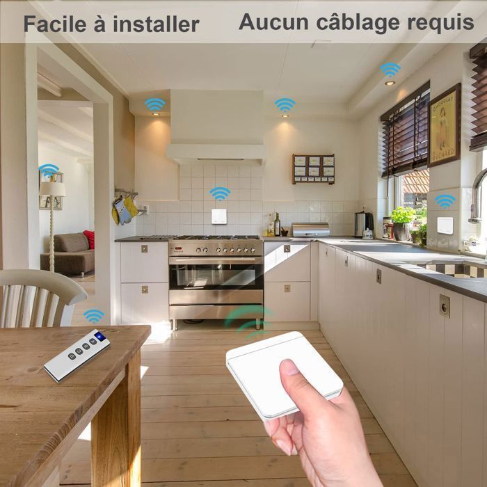 Interruttore della luce wireless, interruttore di sicurezza con trasmettitore RF e controller ricevitore da 10 A
