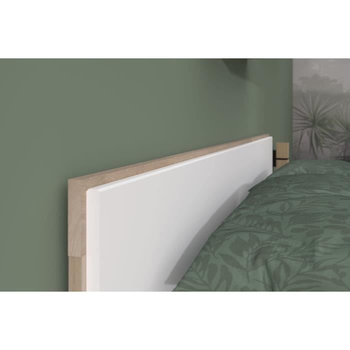 Complete slaapkamerinrichting voor volwassenen - DREAM - bed van 140x190/200 cm + 2 nachtkastjes + kledingkast - Decor in wit en eikenhout - PARISOT