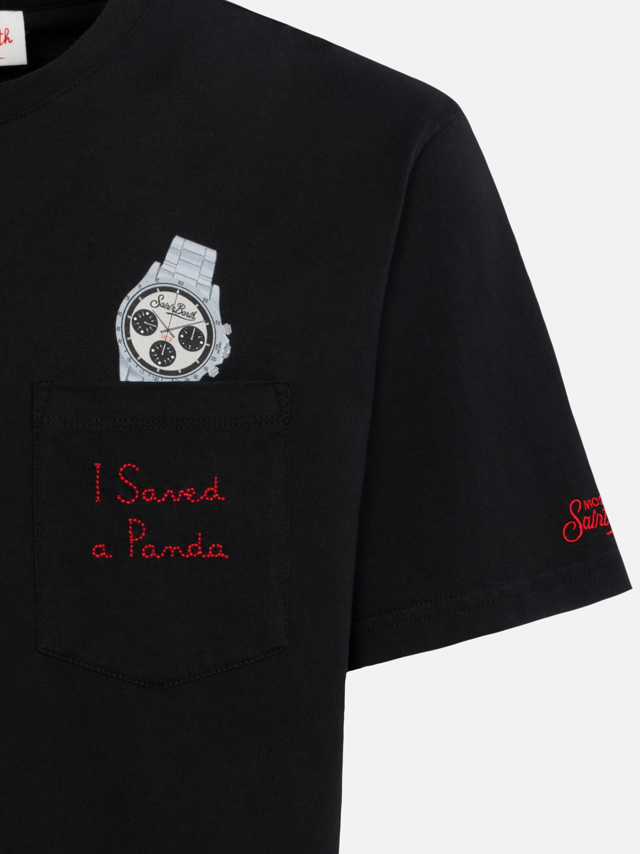 Tshirt in cotone Austin con ricamo e stampa orologio