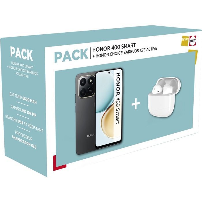 Smartphone Honor Pack 400 Smart 4G 6/128 y auriculares Honor Choice X7E Active