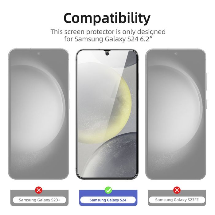 3er-Pack Schutzglas für Samsung Galaxy S24 5G – Effektiver Kratzschutz – Blasenfrei