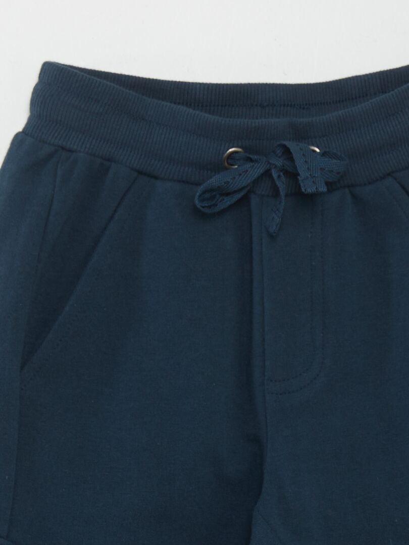 Pantalones deportivos de felpa con costuras decorativas - AZUL