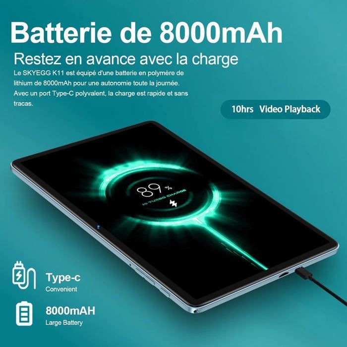 Tablette Tactile - ETHNICS ORIGINS - K11 - Android 14 - 22 Go RAM - 128 Go Stockage Extensible