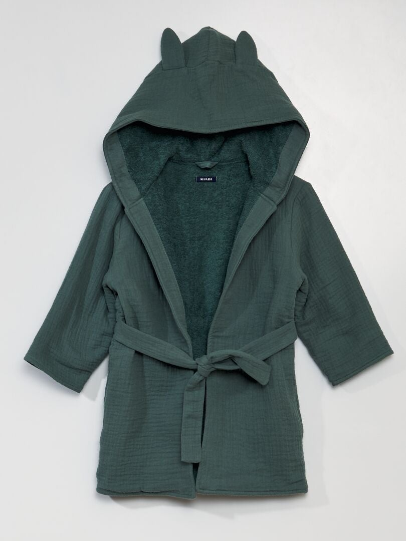 Bata de baño de doble gasa de algodón - VERDE