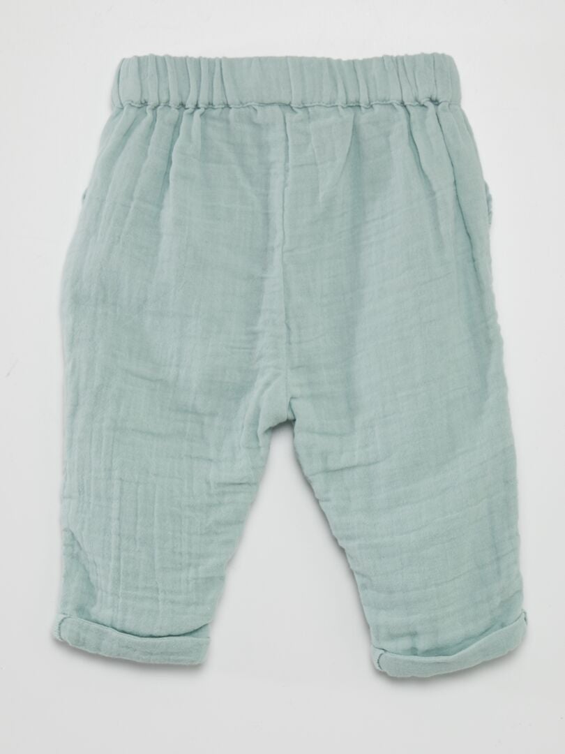 Dubbellaagse katoenen gaasbroek - BLAUW