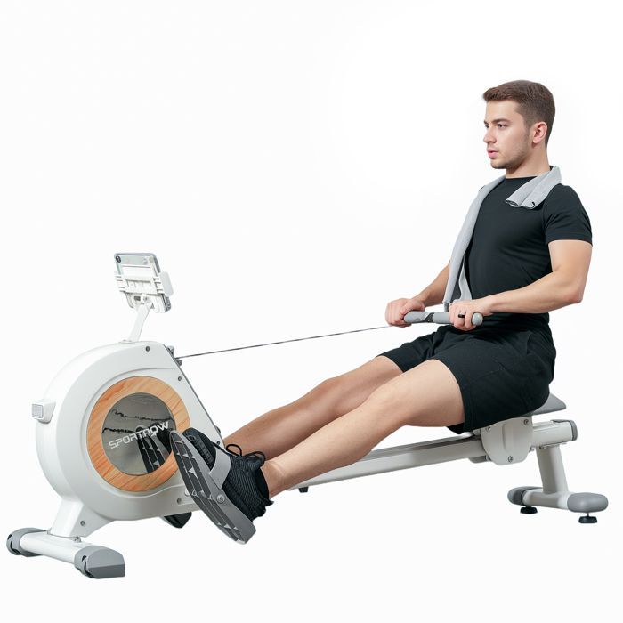 Vogatore magnetico - SPORTNOW - 16 livelli di resistenza con schermo LCD e supporto per telefono - Riponimento verticale