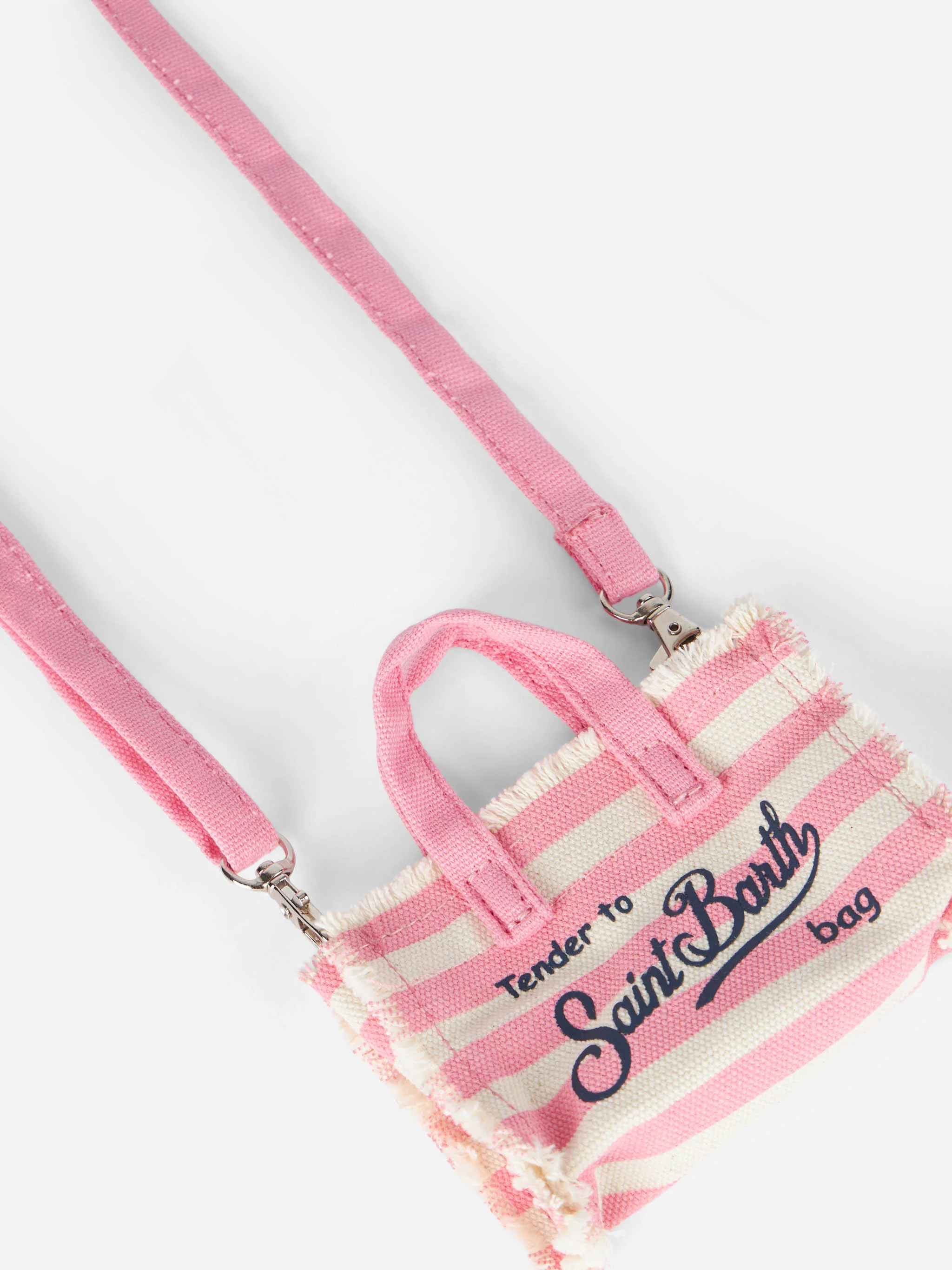 Roze geborduurde katoenen canvas sleutelhanger