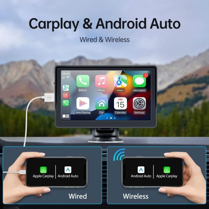 GEARELEC Autoradio-Kassettenkarte, kabellos, tragbar, 7-Zoll-Carplay-Radio mit Touchscreen, Bluetooth-Kopfhörern und Multimedia-Player