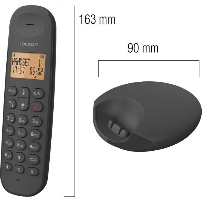 Schnurloses Festnetztelefon – LOGICOM – DECT ILOA 150 SOLO – Schwarz – Ohne Anrufbeantworter
