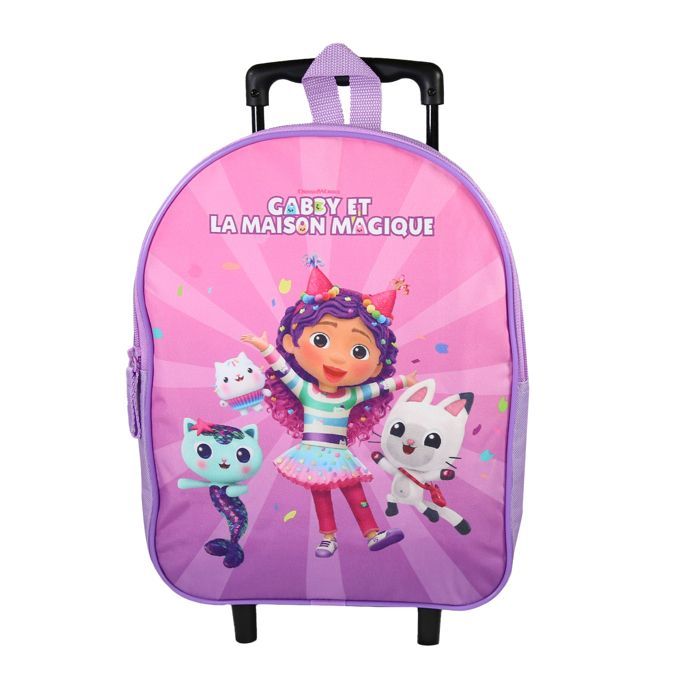 Bagtrotter - Gabby and the Magic House - Rolling School Backpack - Purple - Girl - 1 Zipped Compartment -...
