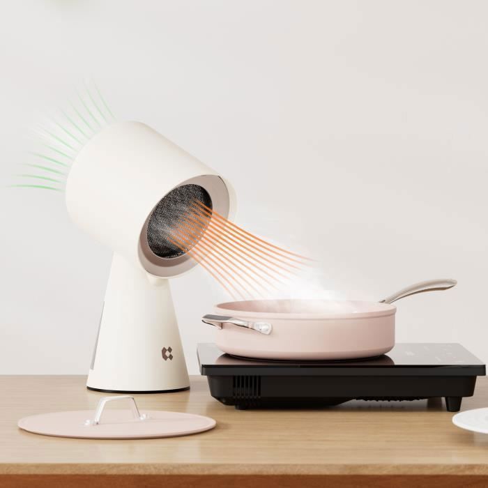 CIARRA Draagbare Vrijstaande Afzuigkap, Keukenafzuigventilator, 3 Filters, Wit
