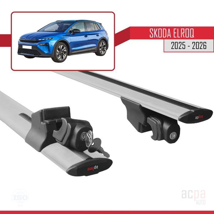Roof bars for Skoda Elroq 2025-2026 HOOK Model Railing Car Luggage Rack Grey Aluminium 2 Bars