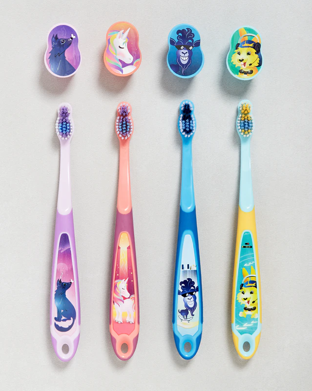 Escova de dentes infantil Jordan Step by Step para crianças de 6 a 9 anos, pacote com 2 unidades.
