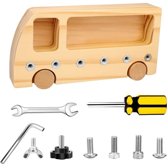 Juguetes de madera para niños - ZGEER - Autobús sensorial - Aprendizaje de habilidades básicas - A partir de 3 años
