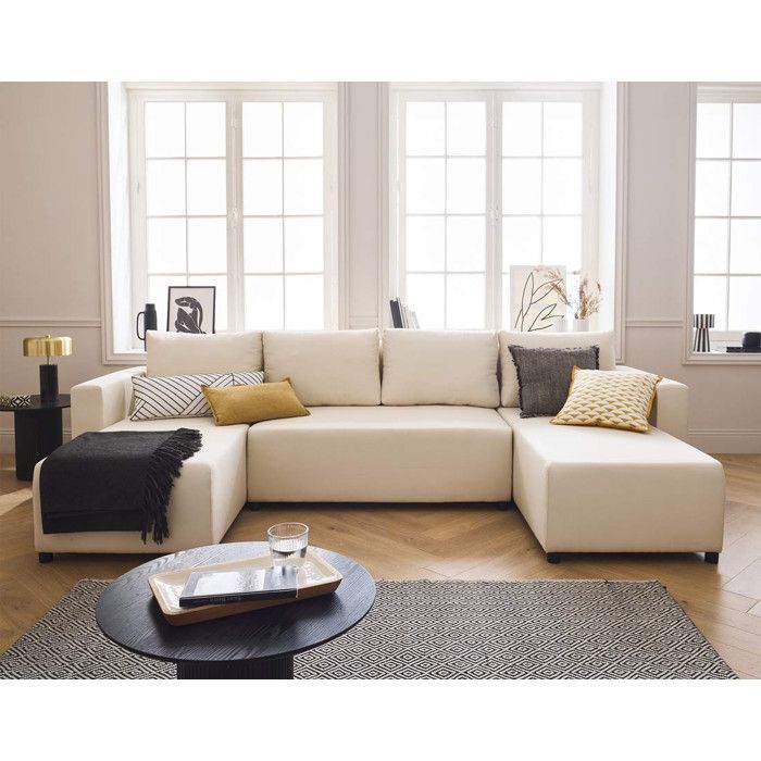Regala - divano panoramico - 7 posti - trasformabile con contenitore - tessuto - beige