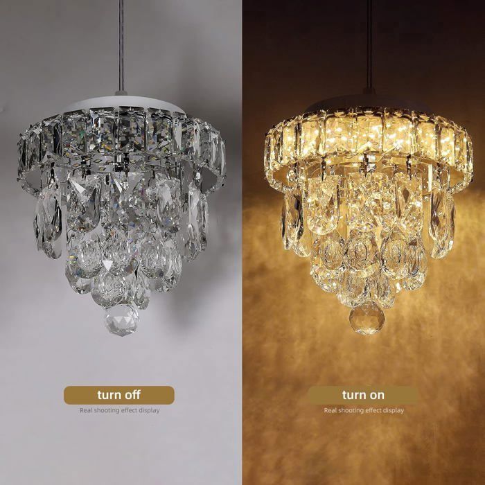 Lampadario mini in cristallo Ganeed, lampadario a incasso a LED dimmerabile con telecomando per corridoio (18W/3000-6500K, cromato)