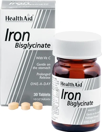 Comprimés de bisglycinate de fer HEALTH AID, 30
